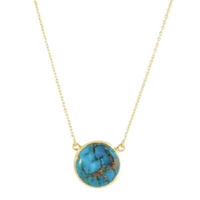 Collier Cuivre Turquoise/Or Vermeil Jaune 18k en Cuivre Turquoise