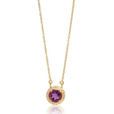 Prinzessin Halo Halskette/18 Karat Gelbgold mit Amethyst und weißem Topas