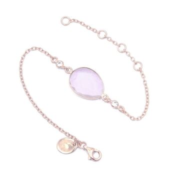 Bracelet Quartz Rose/Or Rose 18k avec Topaze Blanche 2