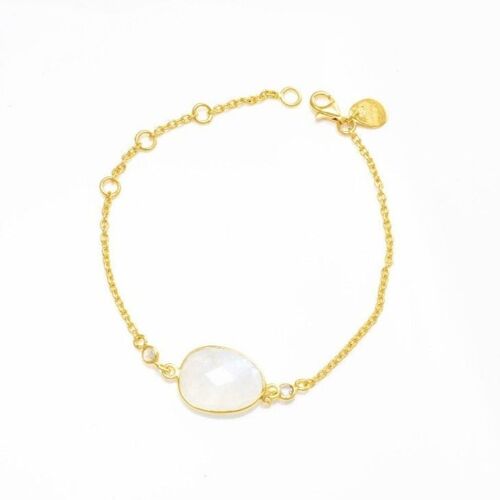 Rose Quartz Bracelet/18k Yellow Gold with White Topaz