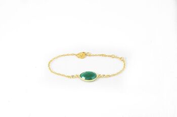 Bracelet Onyx Vert/Or Vermeil jaune 18k & Topaze Blanche 2