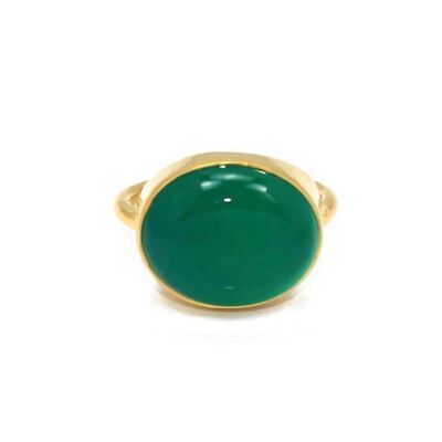 Anello in onice verde/oro giallo 18 carati Vermeil