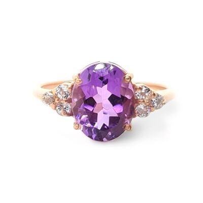 The Princess Ring/18 Karat Roségold Vermeil Amethyst & Weißer Topas