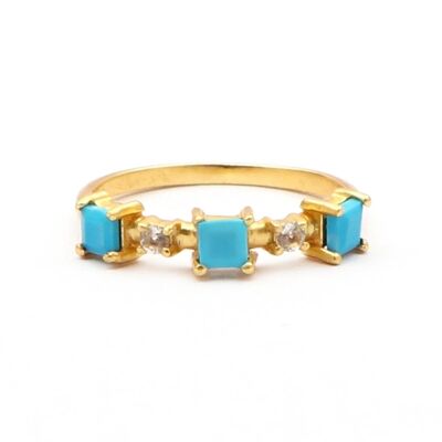 Blue Nile Statement Ring/18K Yellow Gold Turquoise & Topaz Stacker