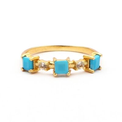 Anillo llamativo de Blue Nile/oro amarillo de 18 qt con topacio y turquesas