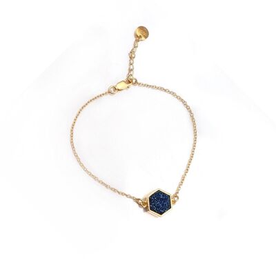 Night Sky Hexagon Bracelet/18k Yellow Gold & Titanium Druzy