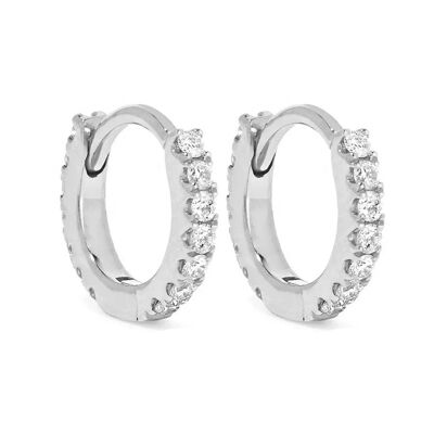 Huggie Earrings/18K White Gold & Premium Cubic Zirconia