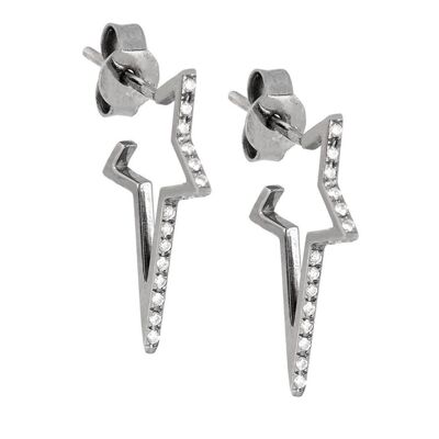 Boucles d'oreilles Starburst/Or blanc 18 carats et zircons cubiques premium