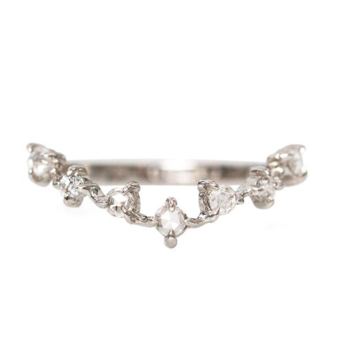 V Shaped Stacker Ring/18K White Gold & Premium Cubic Zirconia