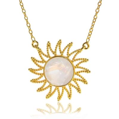 Eclipse Necklace/18K Yellow Gold & Rainbow Moonstone