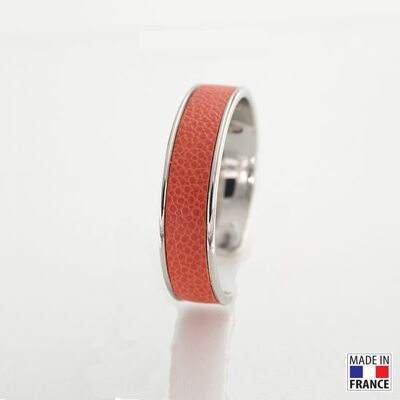 Bracelet taille M-finition rhodié - couleur orange - cuir EPV de luxe taurillon grainé galuchat
