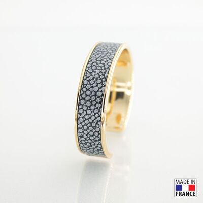 Bracelet taille M-finition doré - couleur marine argent - cuir EPV de luxe taurillon grainé galuchat