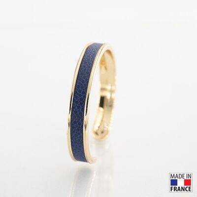 Bracelet taille S-finition doré - couleur bleu marine - cuir EPV de luxe taurillon grainé galuchat