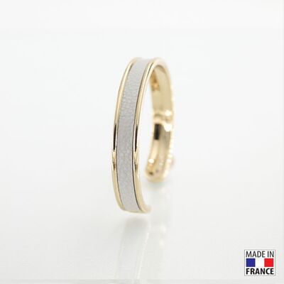 Bracelet taille S-finition doré - couleur gris perlé-  cuir EPV de luxe taurillon grainé galuchat