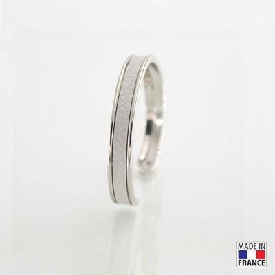 Bracelet taille S-finition rhodié - couleur gris perlé - cuir EPV de luxe taurillon grainé galuchat