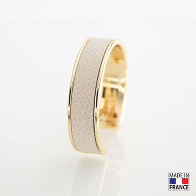 Bracelet taille M-finition doré - couleur poussière - cuir EPV de luxe taurillon grainé galuchat