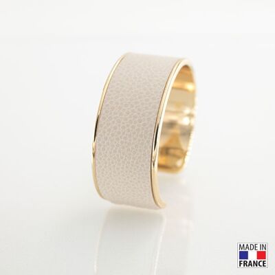 Bracelet taille L-finition doré - couleur poussière - cuir EPV de luxe taurillon grainé galuchat
