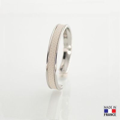 Bracelet taille S-finition rhodié - couleur poussière - cuir EPV de luxe taurillon grainé galuchat