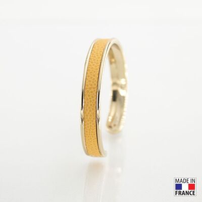 Bracelet taille S-finition doré - couleur jaune paille - cuir EPV de luxe taurillon grainé galuchat