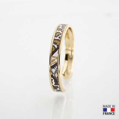 Bracelet taille S-finition doré - imprimé Nairobi - cuir EPV de luxe taurillon grainé galuchat