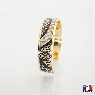 Bracelet taille M-finition doré - imprimé Nairobi - cuir EPV de luxe taurillon grainé galuchat
