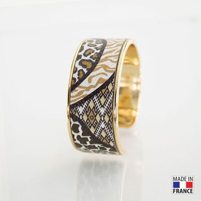 Bracelet taille L-finition doré - imprimé Nairobi - cuir EPV de luxe taurillon grainé galuchat