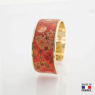 Bracelet taille L-finition doré - imprimé Poupée russe - cuir EPV de luxe taurillon grainé galuchat