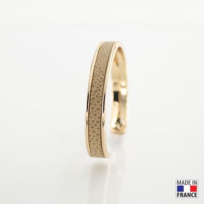 Bracelet taille S-finition doré - couleur beige - cuir EPV de luxe taurillon grainé galuchat