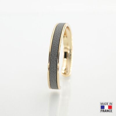 Bracelet taille S-finition doré - couleur Gris acier - cuir EPV de luxe taurillon grainé galuchat