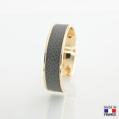 Bracelet taille M-finition doré - couleur Gris acier - cuir EPV de luxe taurillon grainé galuchat