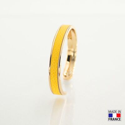 Bracelet taille S-finition doré - couleur Jaune citron - cuir EPV de luxe taurillon grainé galuchat