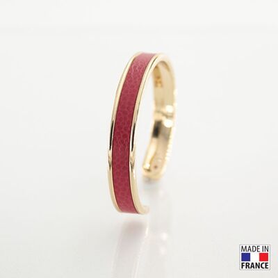 Bracelet taille S-finition doré - couleur Rouge baccarat - cuir EPV de luxe taurillon grainé galuchat
