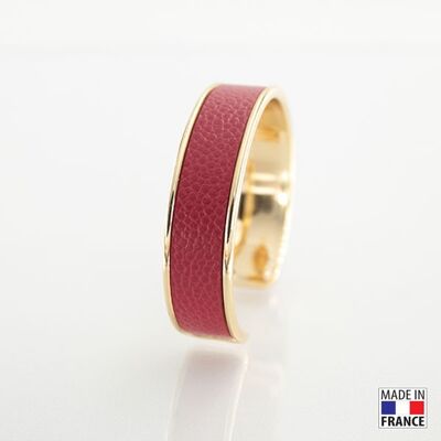 Bracelet taille M-finition doré - couleur Rouge baccarat - cuir EPV de luxe taurillon grainé galuchat