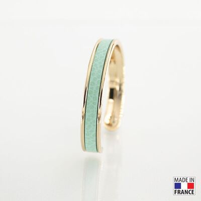 Bracelet taille S-finition doré - couleur Vert pistache - cuir EPV de luxe taurillon grainé galuchat