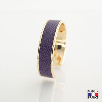 Bracelet taille M-finition doré - couleur Cassis - cuir EPV de luxe taurillon grainé galuchat