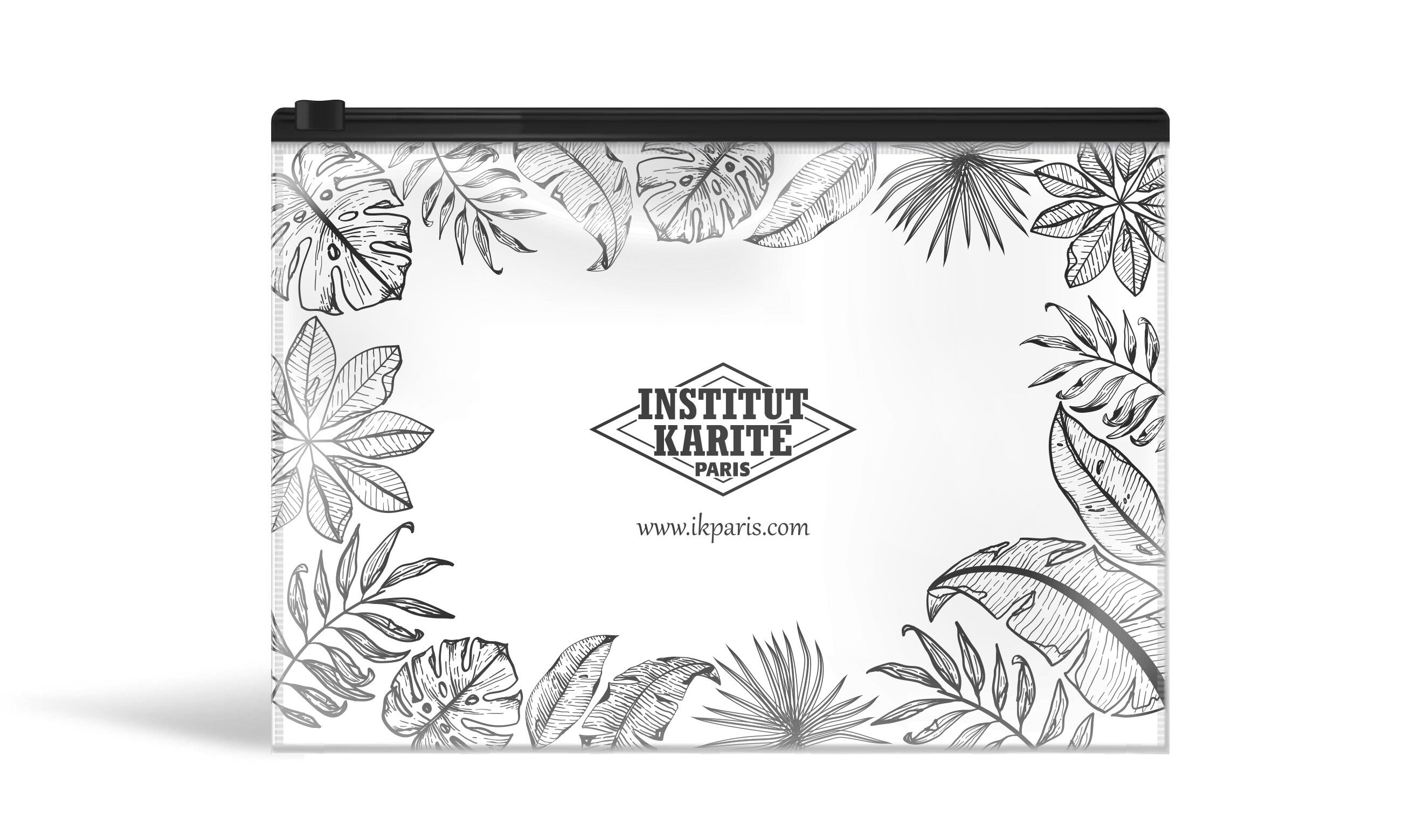 Pochette in raso con zip nera