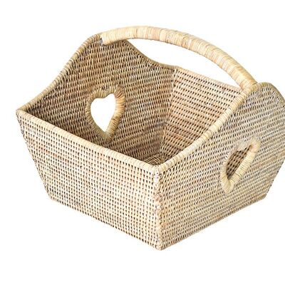 Galant white rattan basket with handle