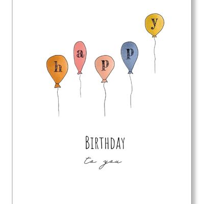 Single row balloons - Happy Birthday to you