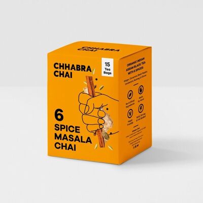 Chhabra Chai Masala Chai mit 6 Gewürzen - 15 Premium-Teebeutel