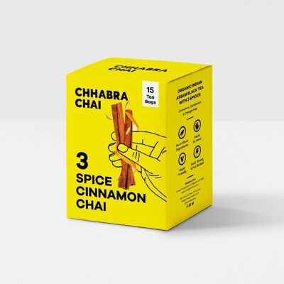 Chhabra Chai Zimt-Chai mit 3 Gewürzen - 15 Premium-Teebeutel