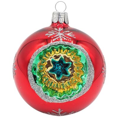 Kugel "NOSTELLA" rot 8cm  -  Weihnachtsschmuck aus Glas