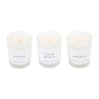 Scented Candle Pack Byron, Palm Beach & Bronte - White