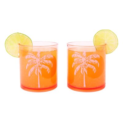 Poolside Tumblers Desert Palms - Powder Pink Set of 2