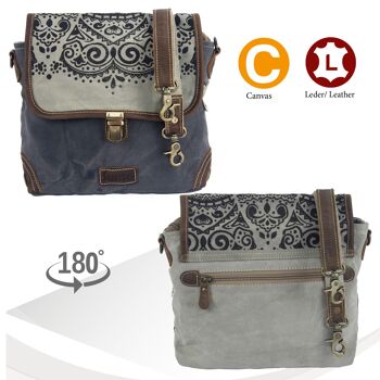 Sunsa Messenger Bag Canvas Mandala sac à bandoulière gris 7