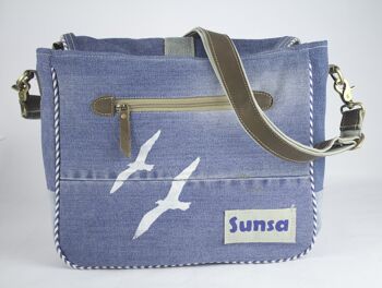 Sac messager Sunsa fabriqué à partir de jeans recyclés Sac à bandoulière de style maritime 16