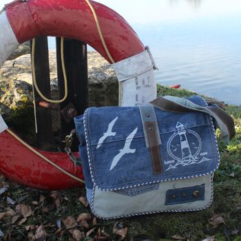 Sac messager Sunsa fabriqué à partir de jeans recyclés Sac à bandoulière de style maritime 6