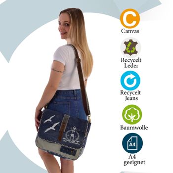 Sac messager Sunsa fabriqué à partir de jeans recyclés Sac à bandoulière de style maritime 12