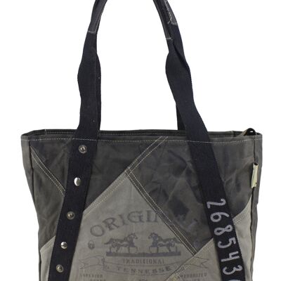 Sunsa canvas handbag shoulder bag stone washed shopper gray black