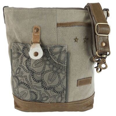 Sunsa Damen Canvas Tasche Umhängetasche Crossbody Bag khaki Mandala