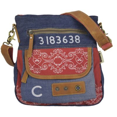 Petit sac bandoulière femme Sunsa rouge en jean recyclé sac à bandoulière